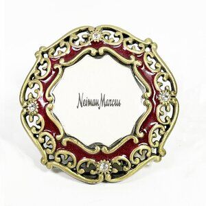 JAY STRONGWATER for Neiman Marcus Round Red Mini Frame Czech Crystals Signed